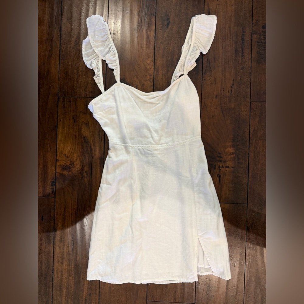Cream Sleeveless Dress with Ruffle Straps